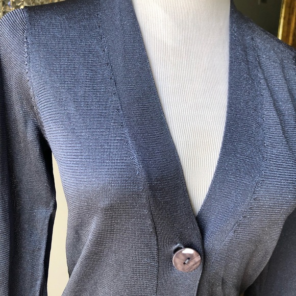 Madeleine metallic blue button down cardigan size small - Picture 3 of 6
